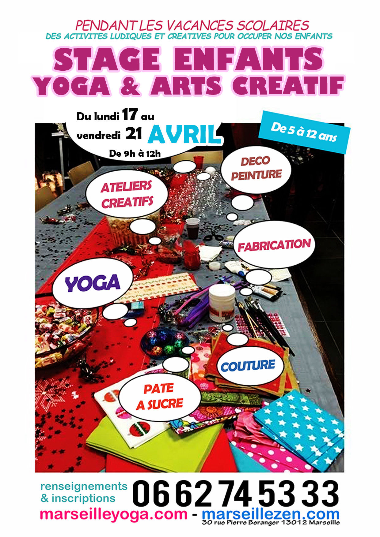 stage enfants loisir créatif vacances avril 2023